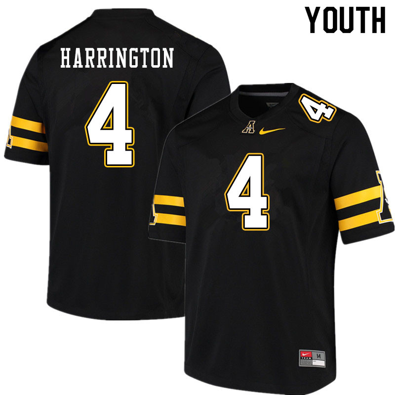 Youth #4 Daetrich Harrington Appalachian State Mountaineers College Football Jerseys Sale-Black